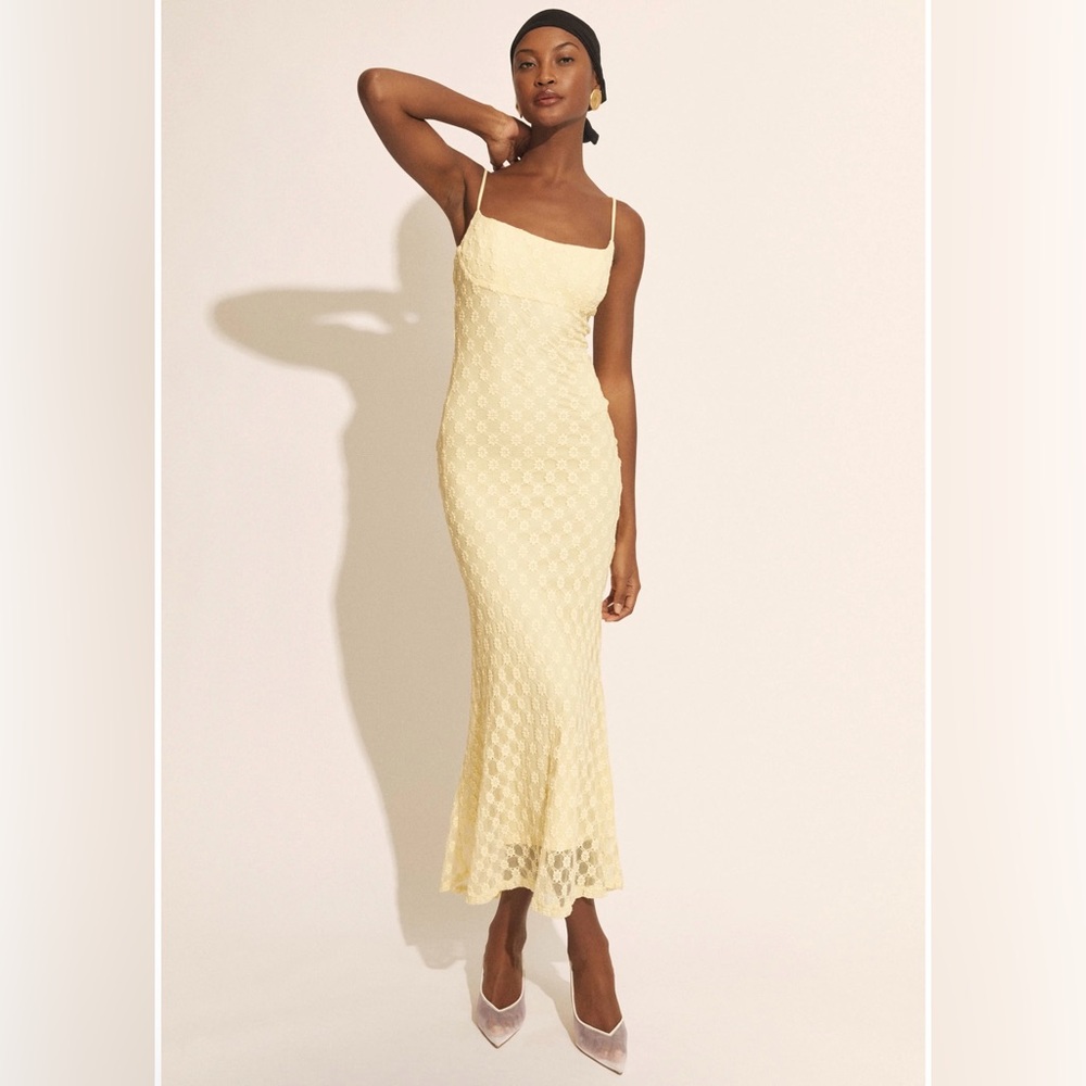 NWT Bardot Adoni Mesh Midi Dress in Canary Yellow US 10 XL